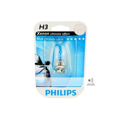 Галогеновая лампа Philips H3 BlueVision Ultra 4000K блистер